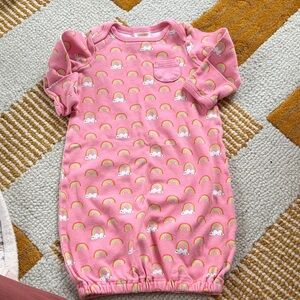 Gymboree pink rainbow cotton sleep gown size 0-3m